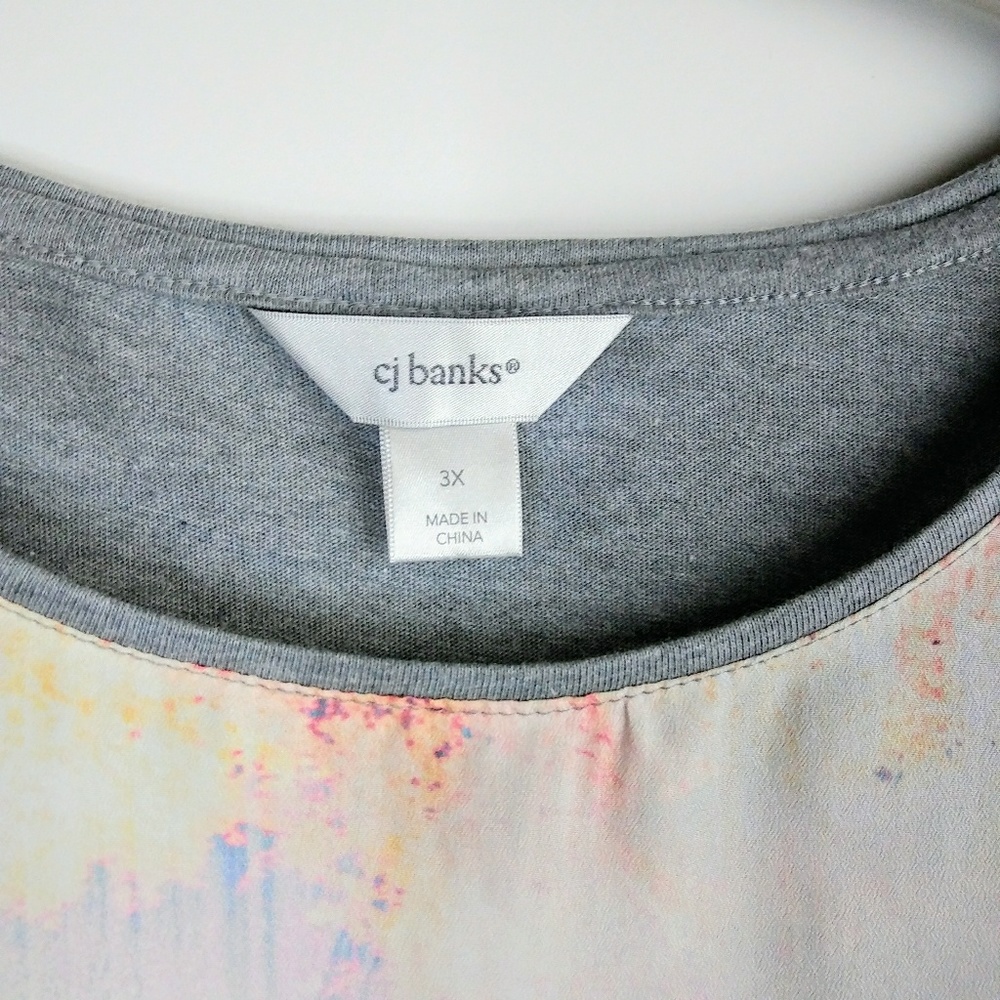 Womans 3X Cj Banks Gray Knot Top Blouse - Picture 5 of 7